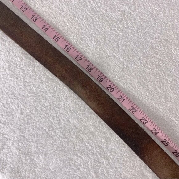 Vintage Bluenotes Brown Leather Boho Belt With Brass Tone Flowers - Picture 10 of 13